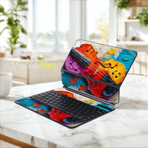 Ipad Pro Sticker Smart Protective Film Oil Painting Guitar Design for Music Lovers Magic Keyboard Smart Keyboard Folio Magic Keyboard Skin