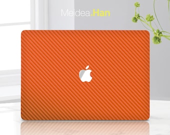 Oranje koolstofvezel huid Macbook vinyl sticker aangepast cadeau voor haar sticker voor Mac Art Stijlvolle Macbook sticker gepersonaliseerde vinyl wrap sticker