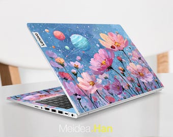 Calcomanía para portátil IP Flex 5 Chrome 14Iau7, personalizable, diseño de flores con pintura al óleo, regalo para Slim Legion Yoga Ideapad Thinkbook Thinkpad
