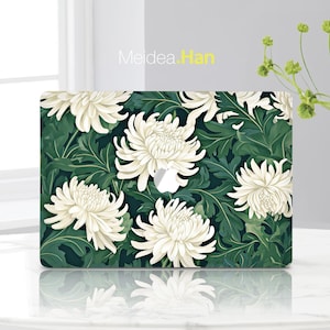 Apple Laptop Accessorie Thanksgiving Gift White Flower Design Decal for Mac Stylish Sticker Macbook Decal Mac Protector 15 INCH Green Skin