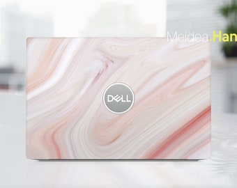 Stickers personnalisés Dell pour ordinateur portable, texture marbrée rose, personnalisable, cadeau pour elle, pour femme, pour ordinateur XP Latitude Inspiron Vostro Precision