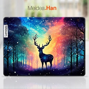 Skins de laptop personalizadas Lenovo Yoga 7 14 Decalques personalizados padrão de alce design colorido presente exclusivo para Legion Yoga Thinkpad Thinkbook Ideapad
