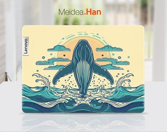 Calcomanía personalizada para portátil Yoga 7 2 en 1, diseño de ballena de dibujos animados personalizado para Legion Yoga Slim Thinkpad Thinkbook Ideapad Series