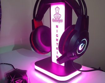 Headphone Stand, Personalized Gaming RGB Light Headphone Stand, Custom Gamer Stand, Holder Gift for Gamers, RGB Led Light Headset Hanger
