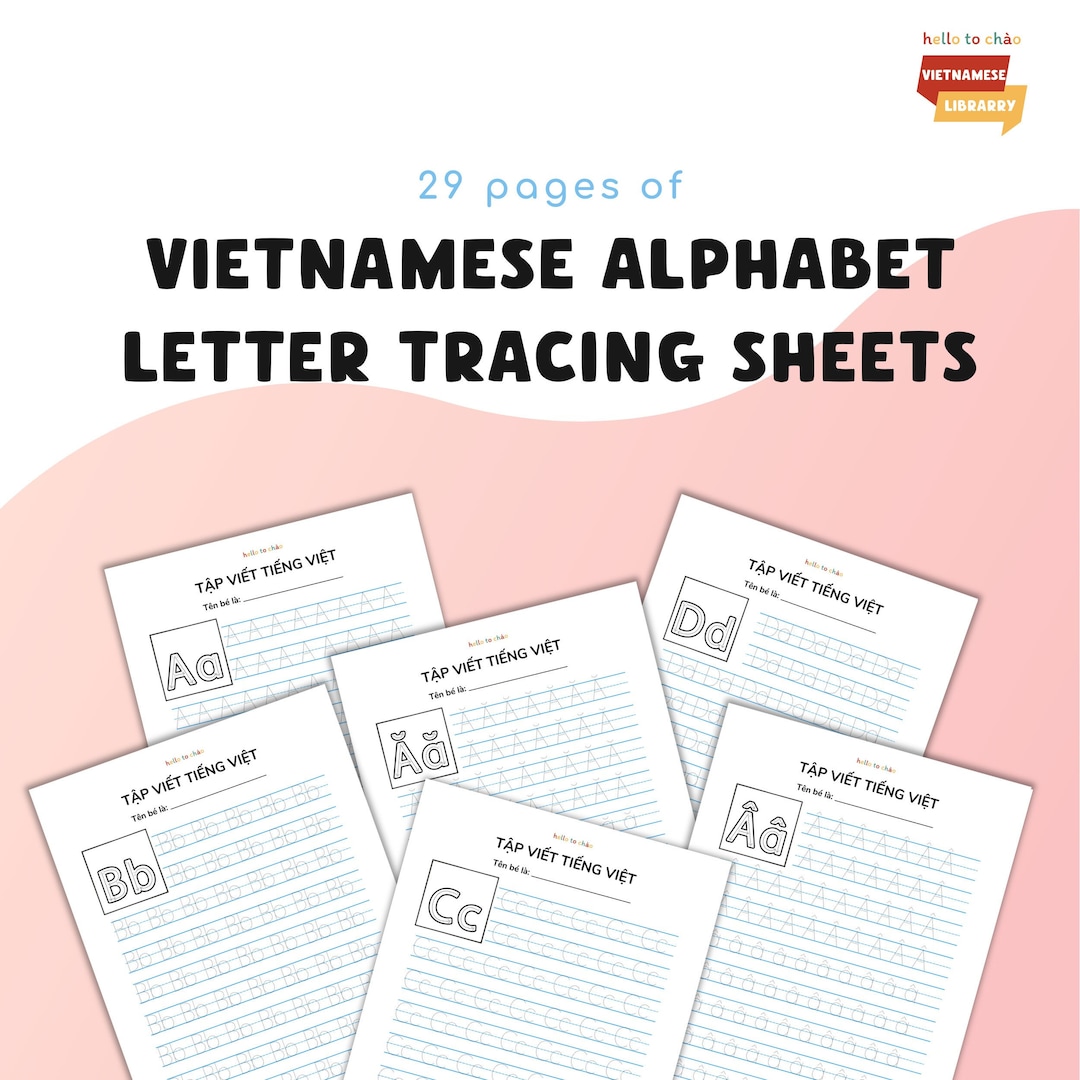 Printable Vietnamese Alphabet Letter Tracing Sheets Teach Etsy