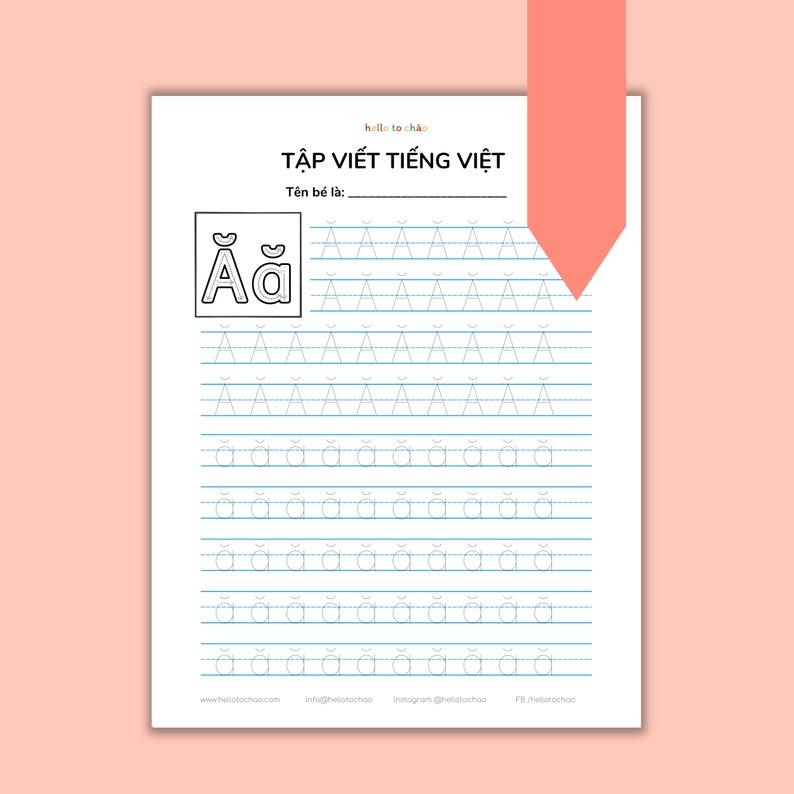 Printable Vietnamese Alphabet Letter Tracing Sheets Teach Etsy