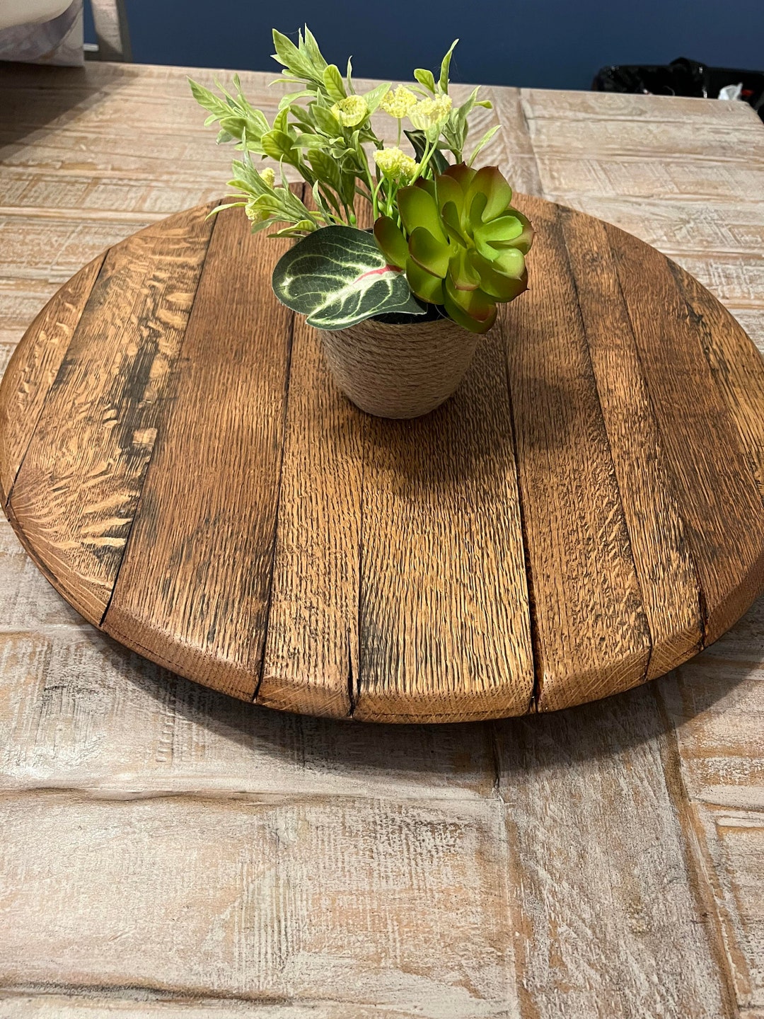 Bourbon Barrel Lid Lazy Susan, Wooden Lazy Susan, Whiskey Lid Lazy