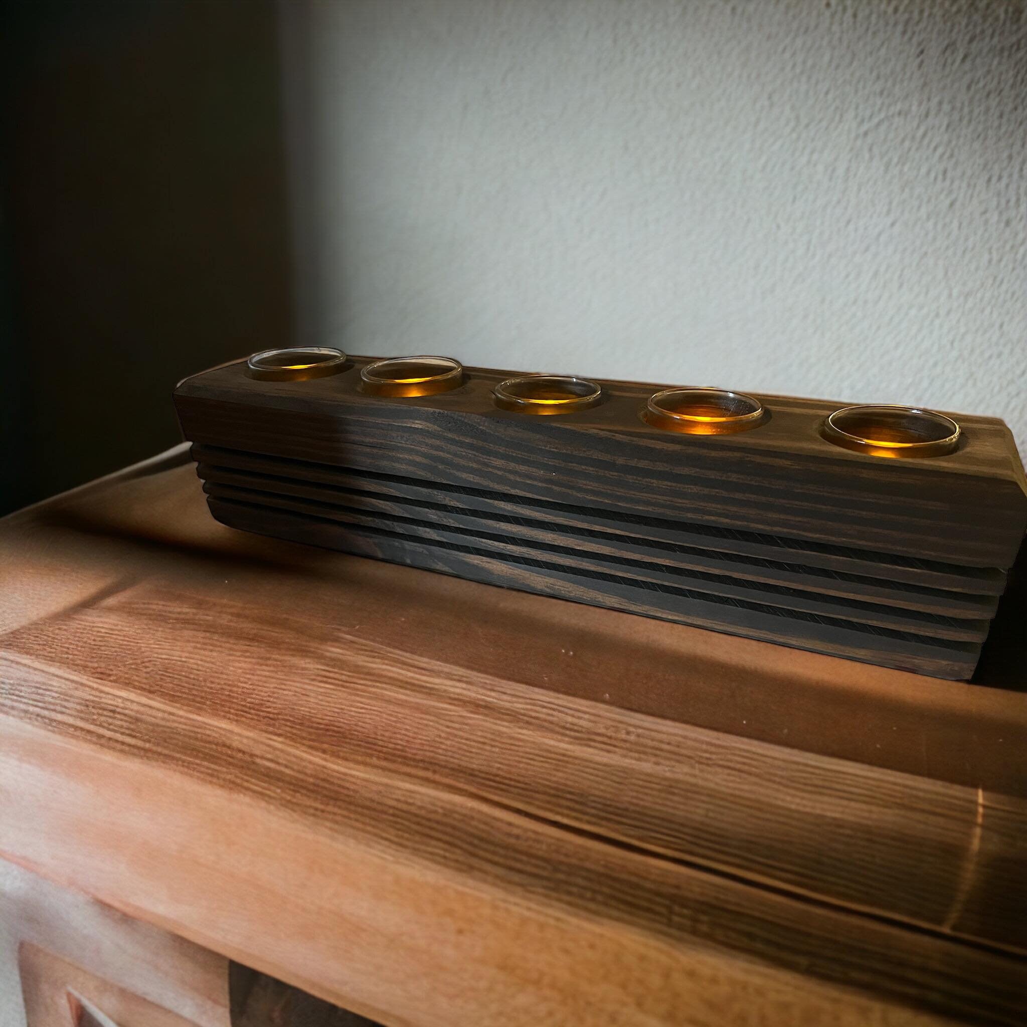 Rustic Modern Wooden Votive Holder Chunky Wooden Candle Etsy