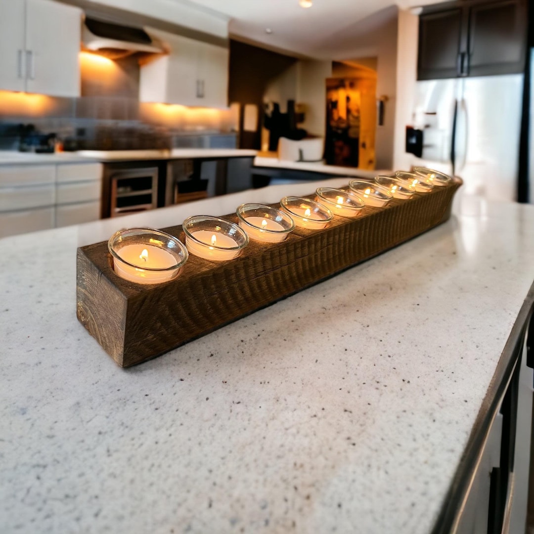 Chunky Oak Candle Holder, Reclaimed Wood Tealight Holder, Rustic Wood 9