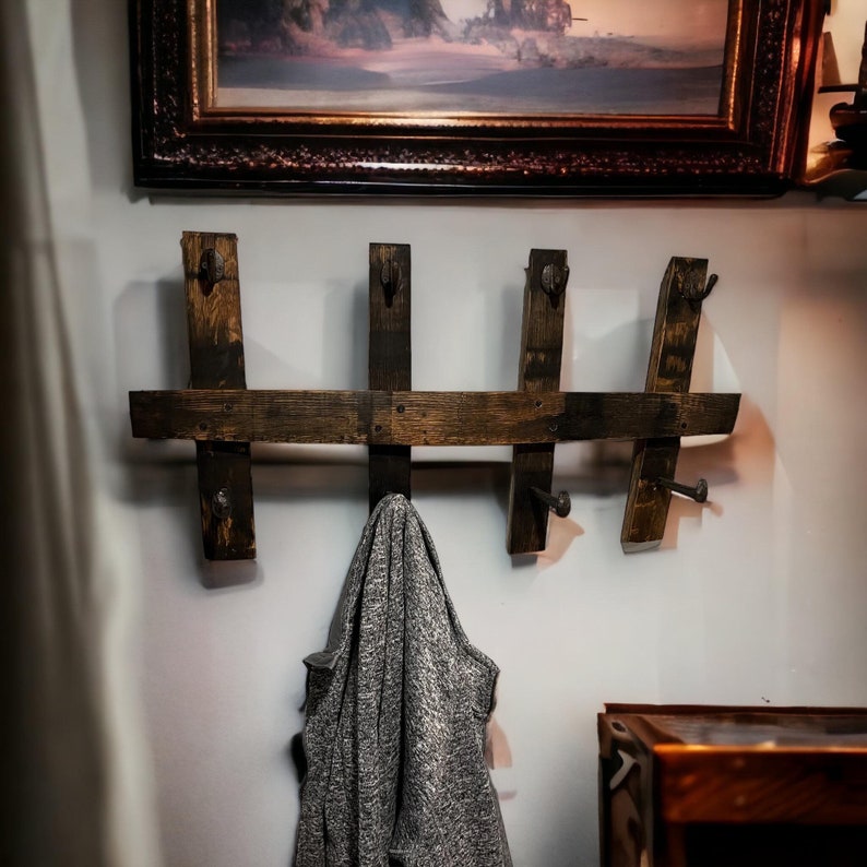 Whiskey Barrel Coat Rack, Rustic Coat Rack, Hanging Coat Rack, Coat