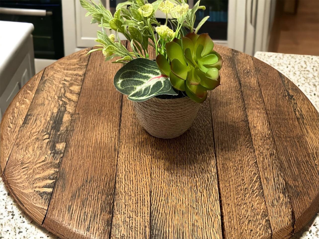 Bourbon Barrel Lid Lazy Susan, Wooden Lazy Susan, Whiskey Lid Lazy