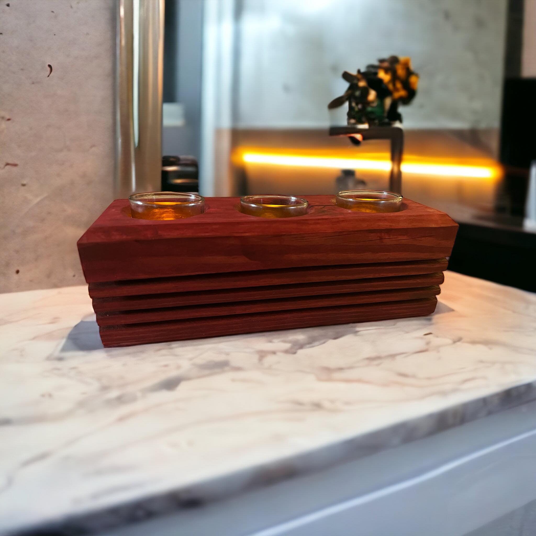 Rustic Modern Wooden Votive Holder, Chunky Wooden Candle Holder