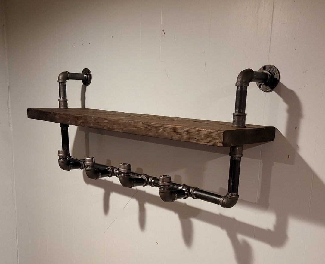 Industrial Pipe Shelf With Shelfwall Coat Rack With Shelf Etsy