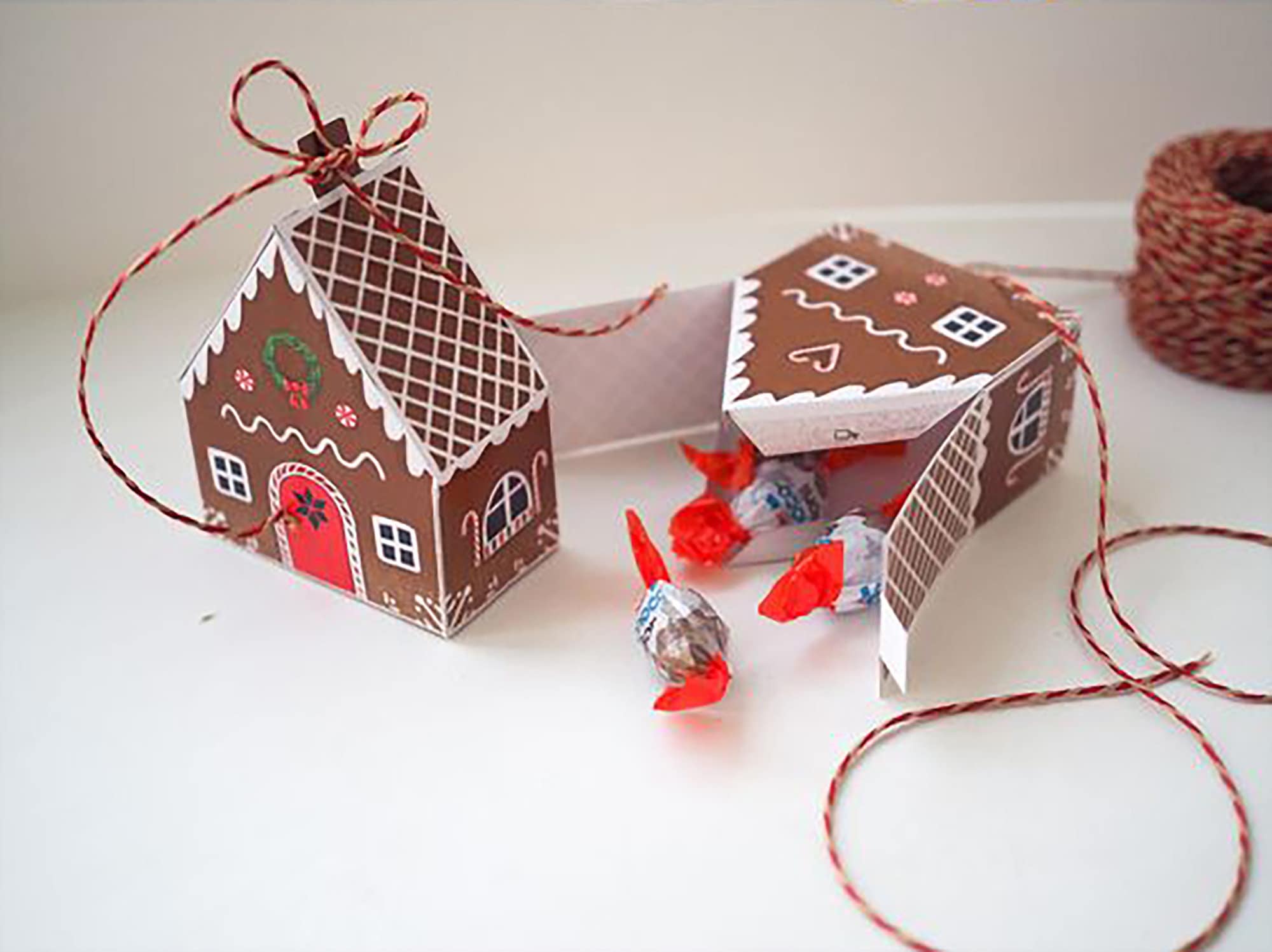 Gingerbread House Favor Box Template Christmas Party Decoration (PDF