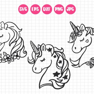 Magical unicorn SVG - Unicorn head clipart - Vector unicorn portraits