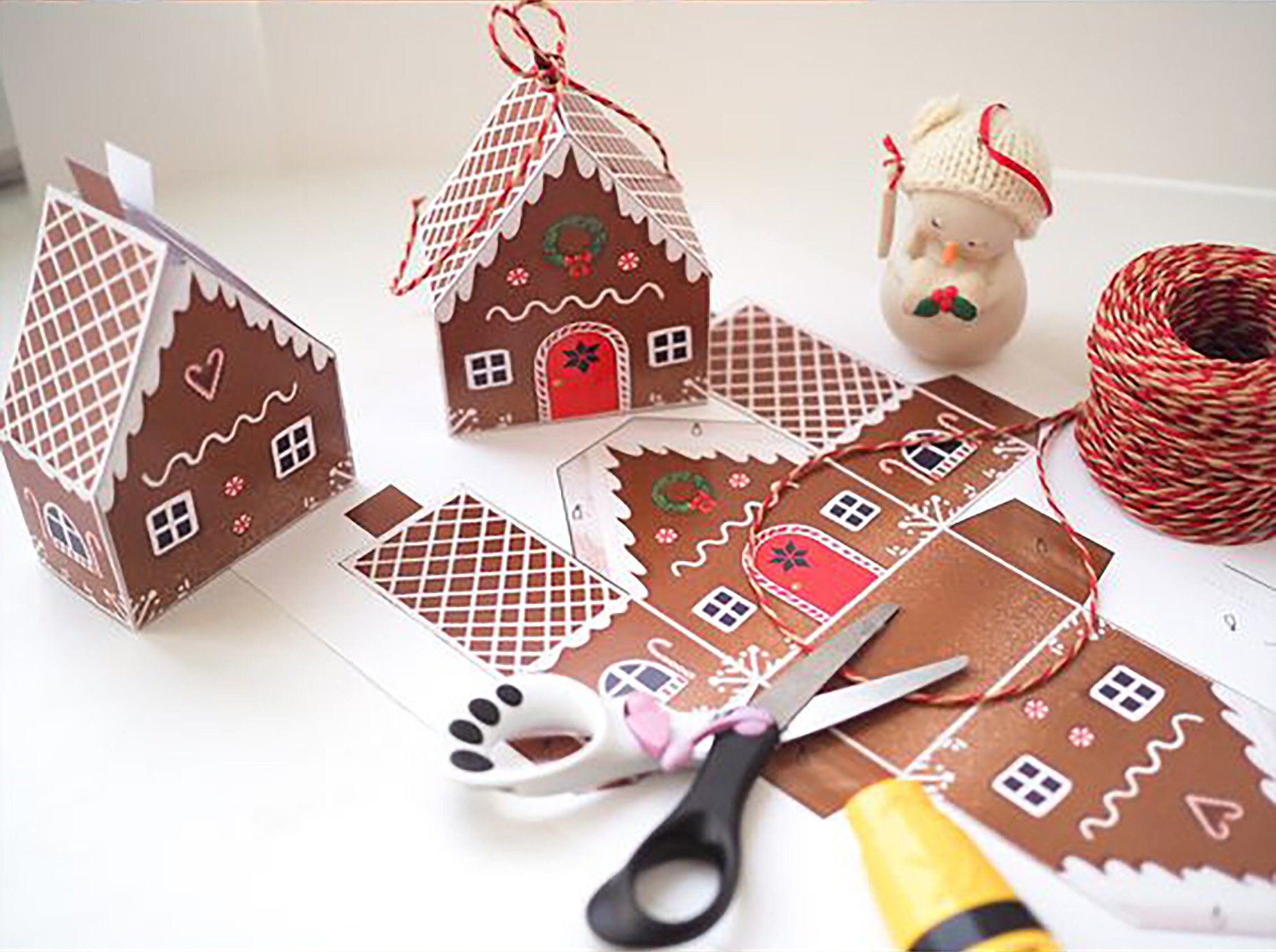 Gingerbread House Favor Box Template Christmas Party Decoration (PDF