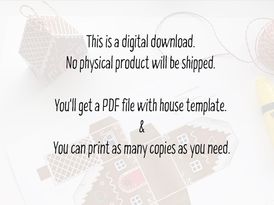 Gingerbread House Favor Box Template Christmas Party Decoration (PDF