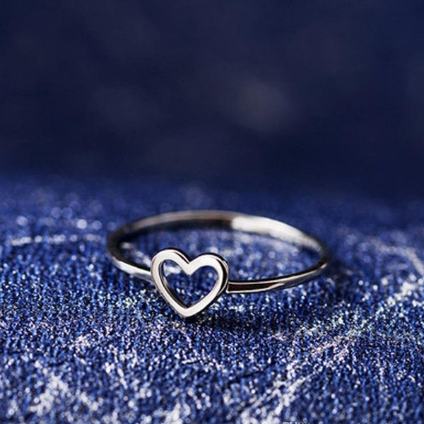 Sterling Silver or Gold Heart Ring, Heart Shaped, Mini Heart, Friendship Best Friend Gift, Women's Gift