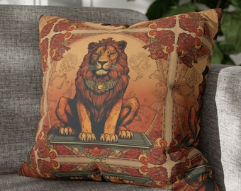 Enchanted forest Lion 20x20 pillow covers Throw pillow cover Decorative pillow Nerdy gifts for her Geek gift Fantasy decor Colorful Pillow