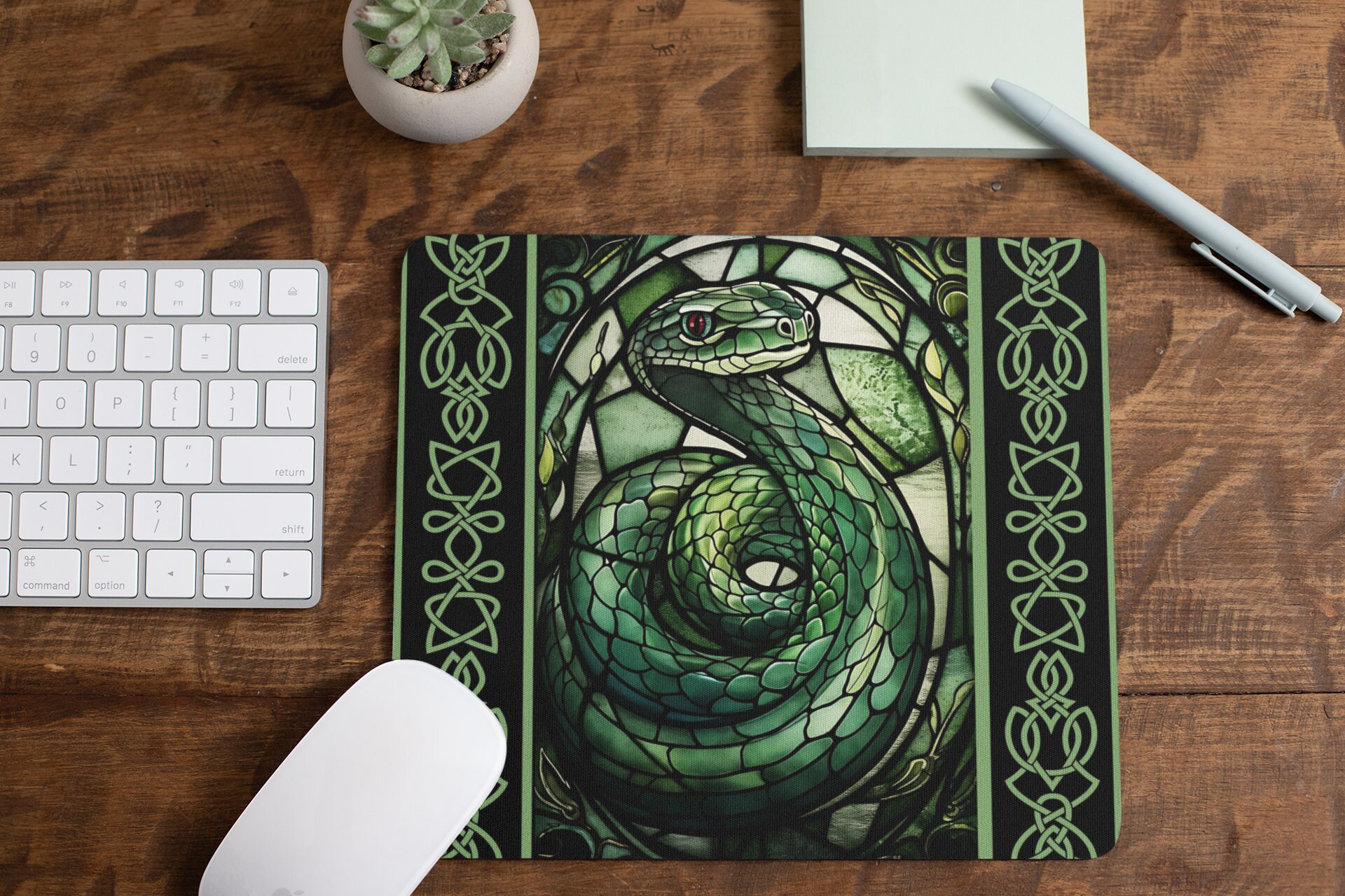 Cottage Core Computer Mouse Cottagecore Snake Mousepad Aesthetic / Gothic Faux Stained Glass Animal ...