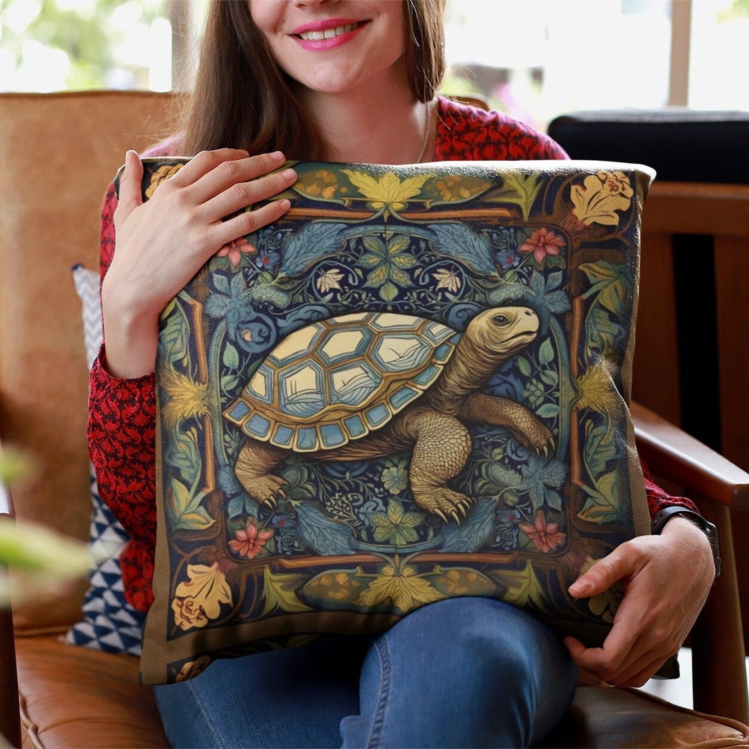 Enchanted Forest Turtle Throw Pillow Covers 18x18 / William Morris