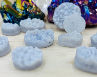 Koraliki druzy z agatu koronkowego Blue Lace (zestaw 2 sztuk)