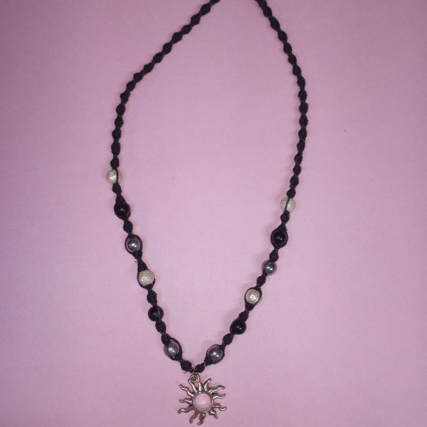 17 in Hand braided Hemp Sun Black hemp necklace