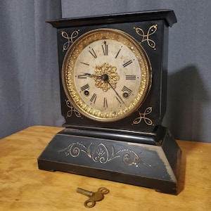 Antique Ansonia Victorian Cast Iron Mantel Clock W/ Key - Etsy