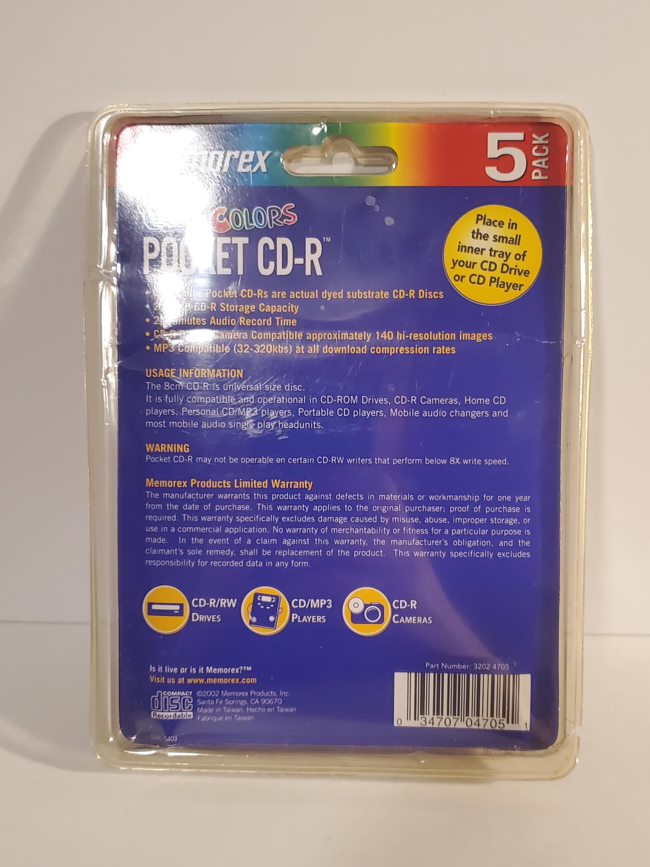 Memorex Cool Colors Pocket Recordable Cds - 5 Pack - Etsy