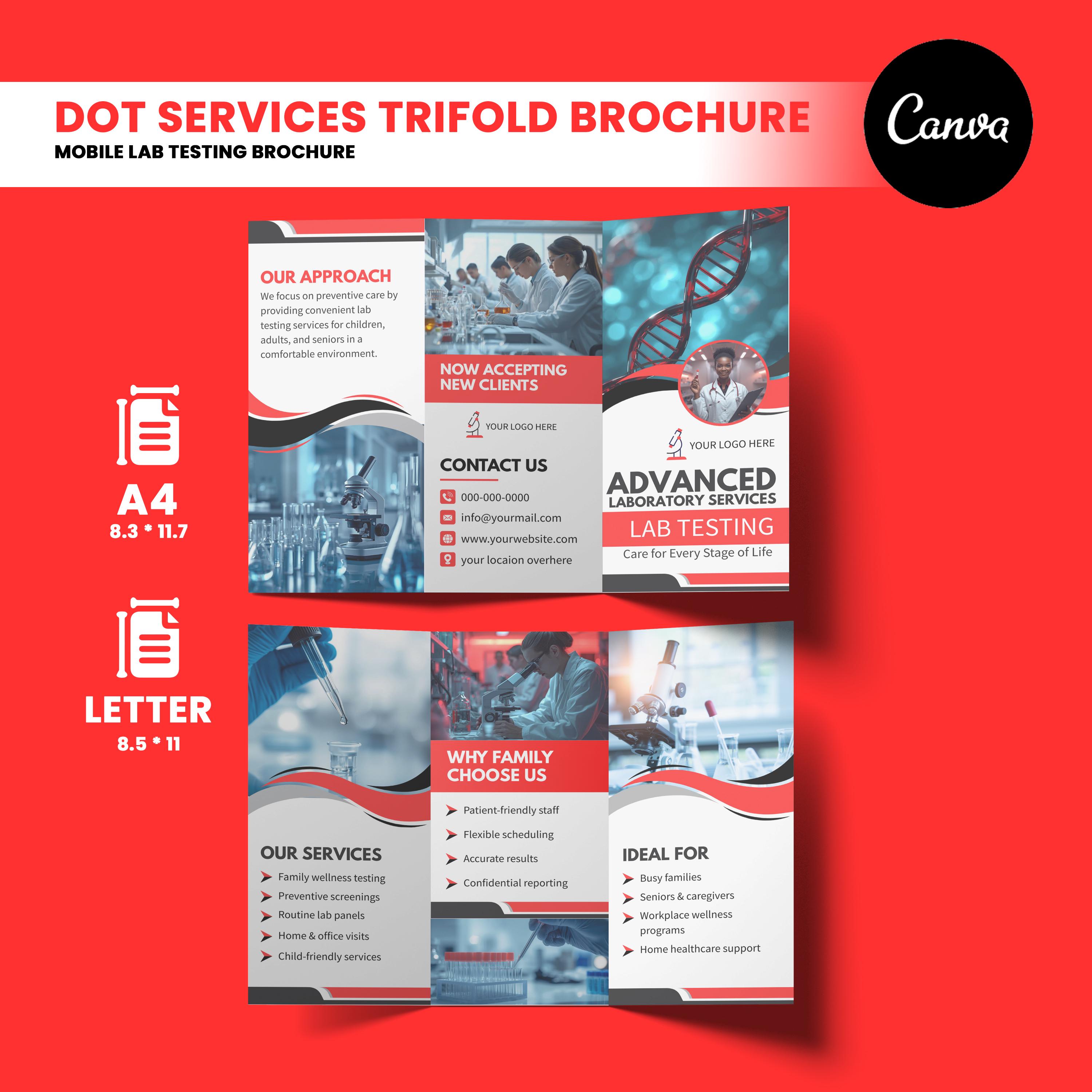 Example Lab Service Brochure.pdf Mobile Lab Testing Brochure Template | Editable Canva Design (A4 & US ...