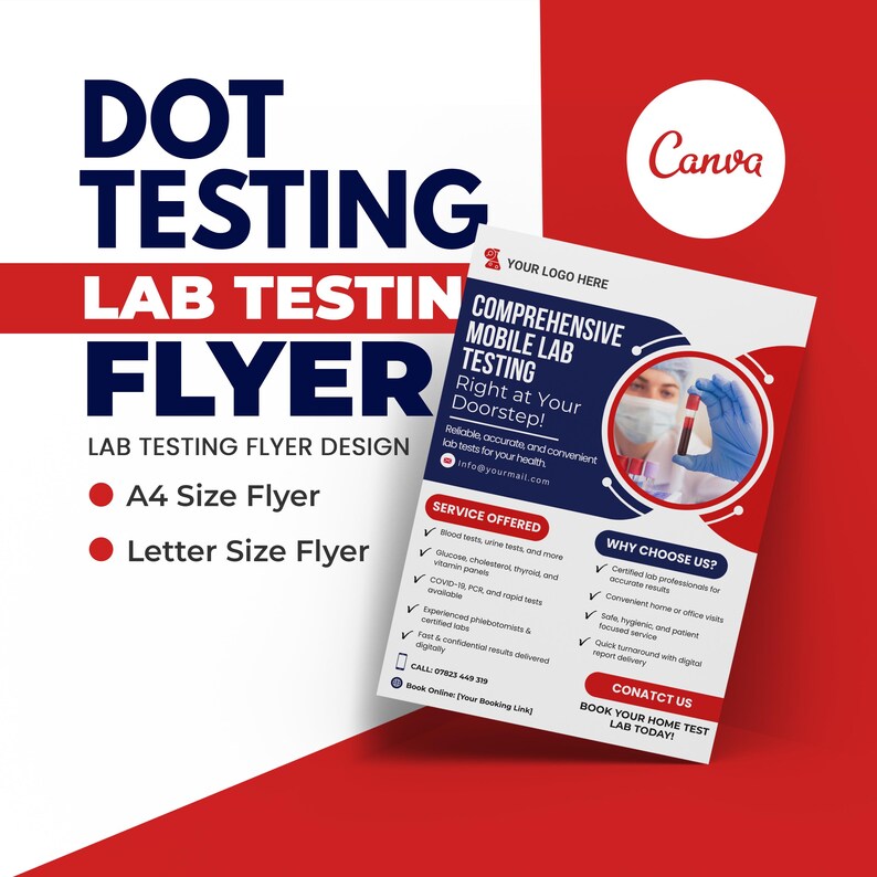 Mobile Lab Testing Flyer Template | Editable Medical Design (canva, A4 ...