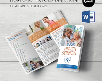 Editable Trifold Brochure Template | Home Care & Healthcare Canva and MS Word | Customizable Digital Download
