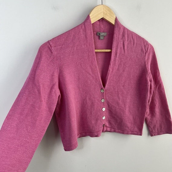 J Jill Linen Blend Sweater Small Cropped Cardigan… - image 6