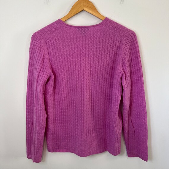 Ann Taylor Cashmere Sweater Medium Barbie Pink Cable Knit V Neck Pullover  Read 