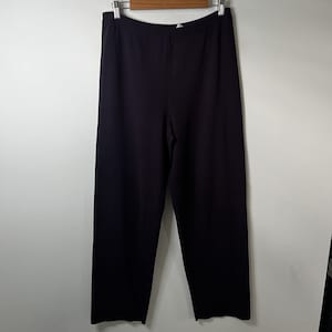 Eileen Fisher Knit Pants Medium Pull On Purple Stretch Elastic Waist 30x31 VTG