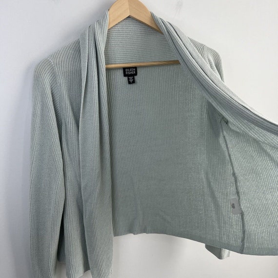 Eileen Fisher Large Cardigan Sweater Cotton Silk … - image 5