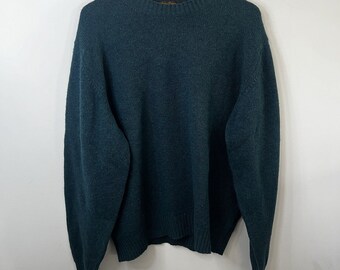 Vintage Brooks Brothers Sweater Mens XL Crewneck Wool Teal Blue Made England