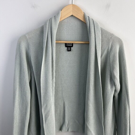 Eileen Fisher Large Cardigan Sweater Cotton Silk … - image 8