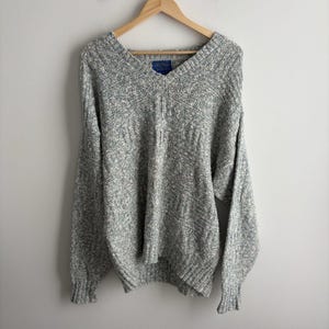 Vintage Pendleton Mens XL Sweater Blue Deep V-Neck Chunky Knit Pullover Western