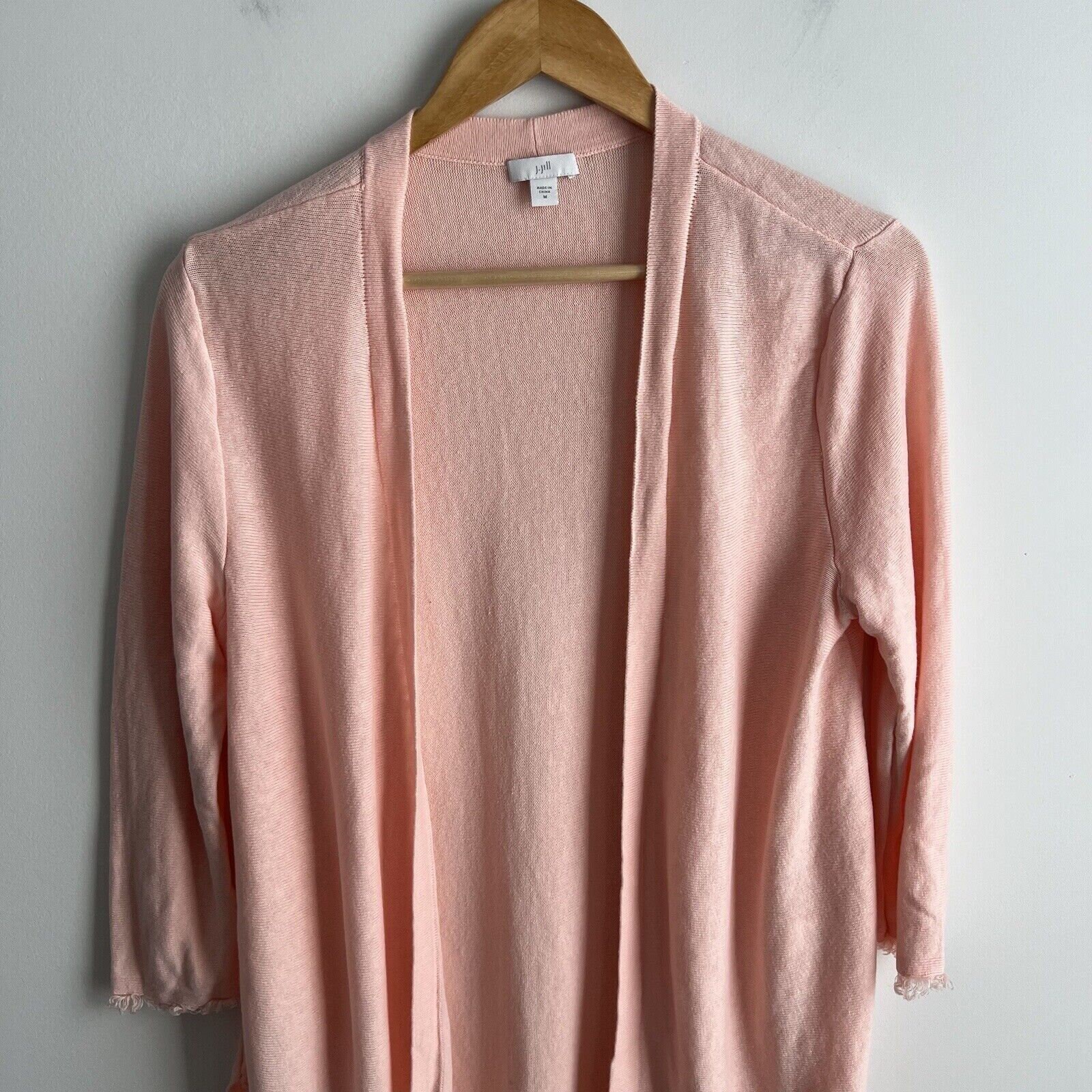 J Jill Linen Blend Cardigan Medium Womens Open Front Pink Cardigan Sweater Boho Etsy