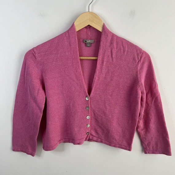 J Jill Linen Blend Sweater Small Cropped Cardigan… - image 1