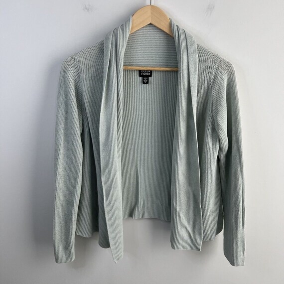 Eileen Fisher Large Cardigan Sweater Cotton Silk … - image 1