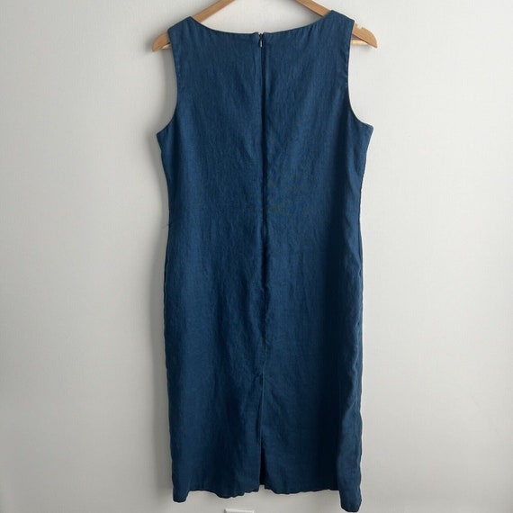 Talbots Linen Midi Dress 12 Petite Blue Sleeveles… - image 3