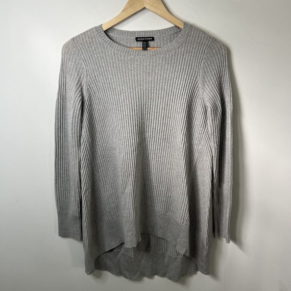 Eileen Fisher Merino Wool Sweater XXS Gray Rib Kni