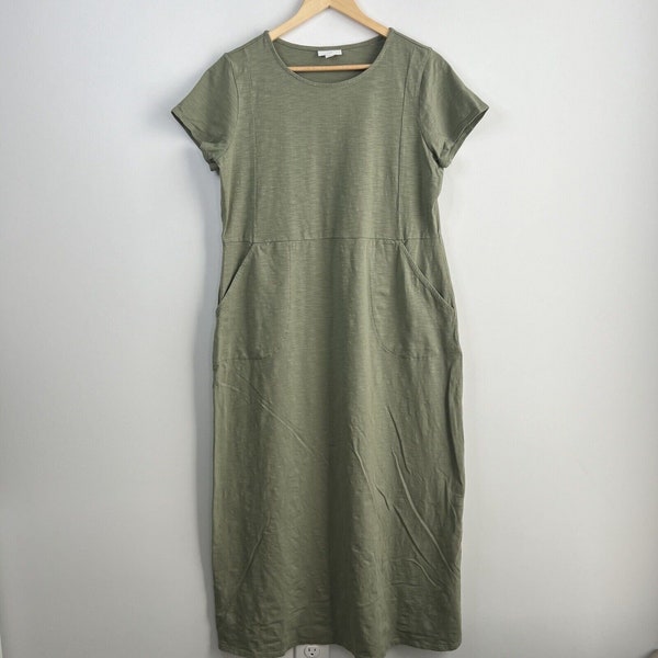 J Jill Maxi Dress Medium Green Short Sleeve Pockets Boho T-Shirt Summer Dress