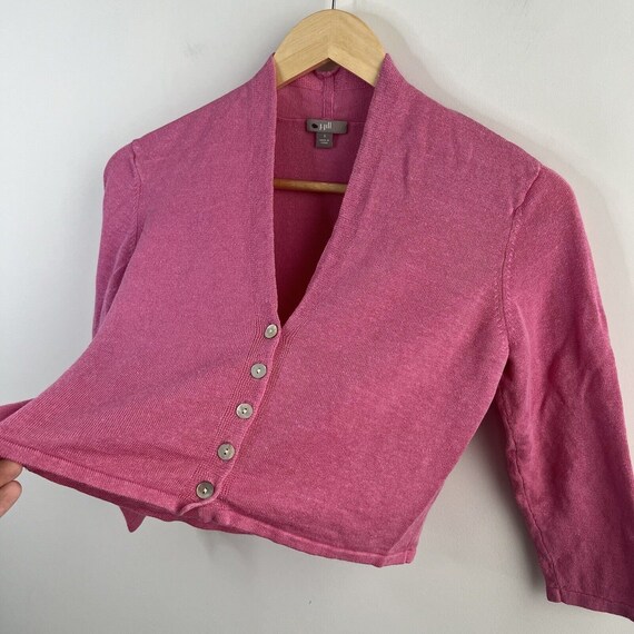 J Jill Linen Blend Sweater Small Cropped Cardigan… - image 3
