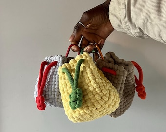 Color Block Carabiner Belt Pouch, Mini Purse, Bag Organizer - Handmade Cloud Cord Collection