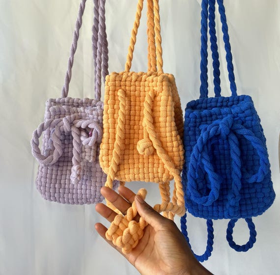 Woven Backpack With Adjustable Straps - Handmade Cloud Cord  display picture 1