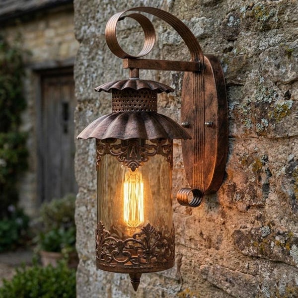 Handmade Artisan Copper Wall Mount | Rustic Outdoor Wall Lamp | Vintage Style Lighting