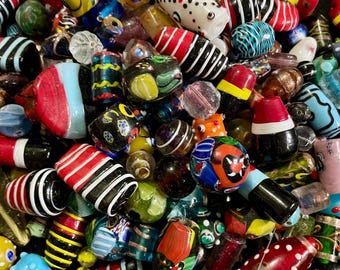 Assorted Glass Beads Huge Veriety Lot Mix Lampwork Handmade Murano Millefiori Foil Fancy Beads